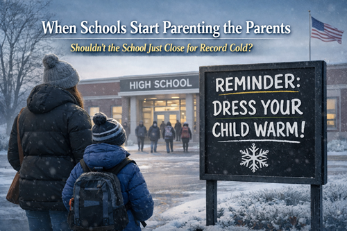 High School Winter Mom with childe